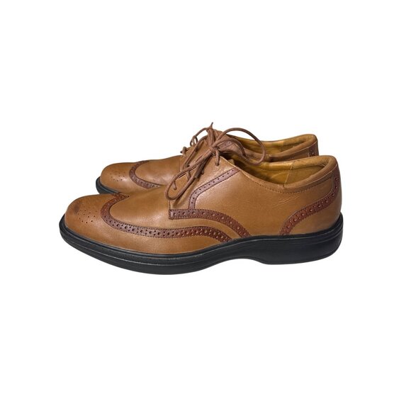 Mens Dr. Comfort Tan & Brown Leather Wingtip Oxford Shoes With Pressure Relief S - Picture 1 of 8
